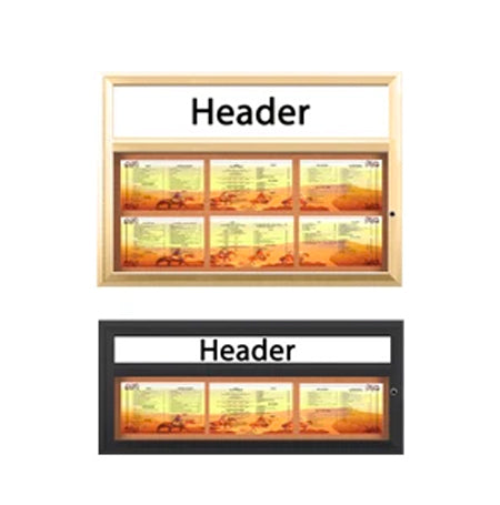 Outdoor Enclosed Menu Cases with Header & Lights for 8 1/2" x 14" Portrait Menu Sizes