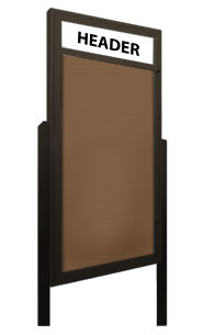 48 x 48 Extra Large Outdoor Enclosed Bulletin Board Lighted Display Case w Header and Posts (One Door)