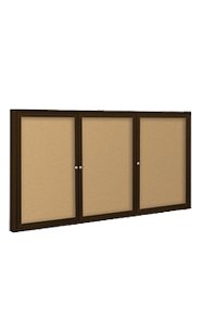 Outdoor Lockable Bulletin Board 3 Door with Mitered Corners