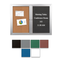 Enclosed 2-Door Outdoor Combo Board 84x30 | Cork Bulletin Board & Vinyl Letter Board