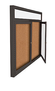 Lockable Outdoor Bulletin Board 2 Door with Personalized Message Header