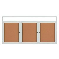 Enclosed Outdoor Bulletin Boards 72 x 24 with Message Header and Radius Edge (3 DOORS)