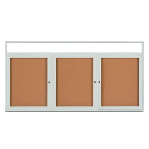 Enclosed Outdoor Bulletin Boards 96 x 30 with Message Header and Radius Edge (3 DOORS)