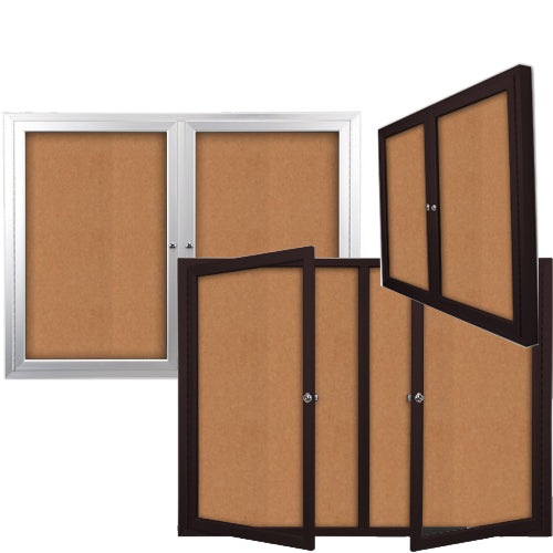 Enclosed Outdoor Bulletin Boards with Radius Edge | 2-3 Doors Wall Mount "SwingCase" 35+ Sizes