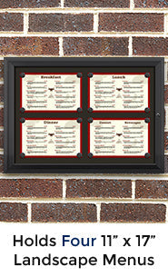 Magnetic Outdoor Enclosed Restaurant Menu Display Case for 17" x 11" Landscape Menu Size