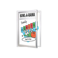 Extra Large Outdoor Dry Erase Marker Board SwingCases with Message Header & LED Lights  | Magnetic Porcelain Steel Gloss White Board