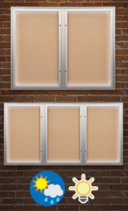 EXTREME WeatherPlus™Enclosed Outdoor Bulletin Boards with Multiple Locking Doors and LED Lights