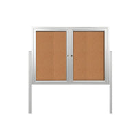 FREESTANDING 40" x 50" CORK BOARD WITH POSTS (SHOWN in SILVER FINISH)