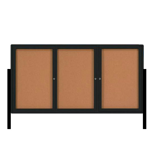 FREESTANDING 72" x 24" ENCLOSED CORKBOARD WITH RADIUS EDGE