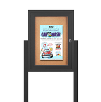 SwingCase Standing 19x31 Outdoor Bulletin Board Enclosed with 2 Posts (One Door)