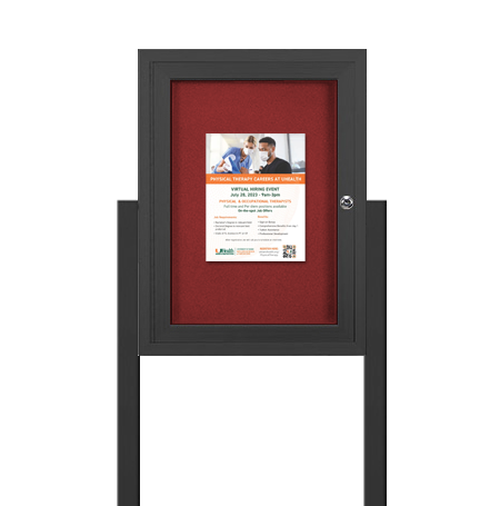 SwingCase Standing 36x48 Outdoor Bulletin Board Enclosed with 2 Posts (One Door)