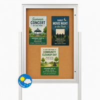 EXTREME WeatherPLUS™ Outdoor Enclosed Bulletin Board Stands with 2 Posts | Single Locking Door SwingCase 15+ Sizes & Custom
