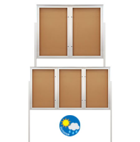 EXTREME WeatherPlus™ Enclosed Outdoor Bulletin Boards with Posts | Lockable 2 and 3 Door Display Cases in 35+ Sizes