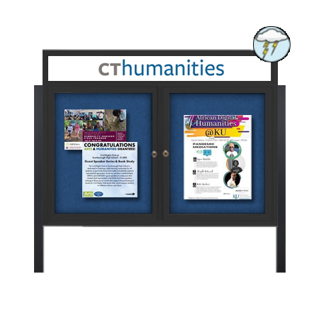 Freestanding 2-Door Enclosed Outdoor Bulletin Boards 40" x 50" with Posts | Message Header