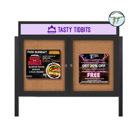 Freestanding Enclosed Outdoor Bulletin Boards 60" x 30" with Message Header and Posts (2 DOORS)