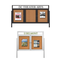 Standing Outdoor Enclosed Bulletin Board Display Cases on Posts with Message Header - 2 & 3 Door Metal SwingCases 25 Sizes