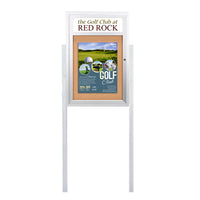 SwingCase Free-Standing 18x24 Outdoor Bulletin Board, LED Lighted with Your Message Header + Posts | Single Door Metal Cabinet