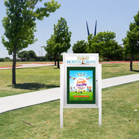 SwingCase Standing 27x40 Lighted Outdoor Bulletin Board Enclosed w Header + Posts (One Door)