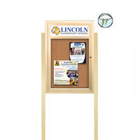 SwingCase Standing 30x40 Lighted Outdoor Bulletin Board Enclosed w Header + Posts (One Door)