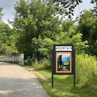 SwingCase Standing 36x48 Lighted Outdoor Bulletin Board Enclosed with Header + Posts | Metal Display Case Single Door