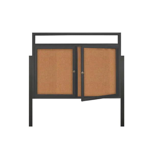 2-DOOR ILLUMINATED HEADER CORKBOARD 72" x 24" RADIUS EDGES WITH MITERED CORNERS (SHOWN IN BLACK)