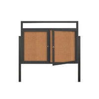 2-DOOR ILLUMINATED HEADER CORKBOARD 40" x 40" RADIUS EDGES WITH MITERED CORNERS (SHOWN IN BLACK)