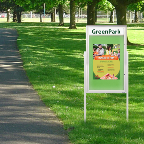 EXTREME WeatherPLUS™ XL Standing Radius Edge Outdoor Enclosed Bulletin Boards with Personalized Message Header | Perfect For Your Outdoor Marketing Needs