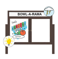 Enclosed Dry Erase Marker Board with Posts, Message Header, and LED Lighting (2 and 3 Doors), Magnetic, White Board, Porcelain-on-Steel Writing Surface, 35+ Sizes