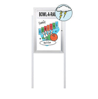 Outdoor Dry Erase Marker Board with Two Posts, Your Message Header, and LED Lights | Enclosed White Board Display Case in 7 Sizes