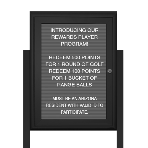 EXTREME WeatherPLUS Standing Outdoor Enclosed Letter Boards with Radius Edge | Shown in Black Finish