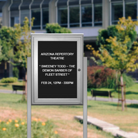 EXTREME WeatherPLUS Standing Outdoor Enclosed Letter Boards with Radius Edge | Shown in Satin Silver Finish