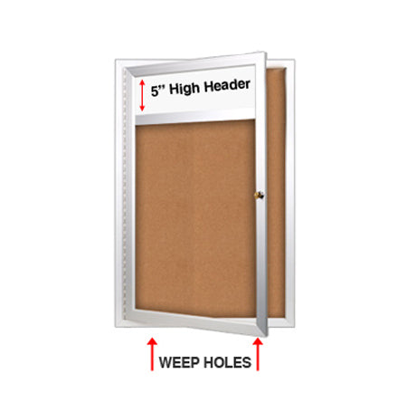 Outdoor Enclosed Menu Cases with Header & Lights | 8 1/2" x 14" Portrait Size Menus