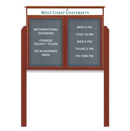 Two Door Freestanding 40x40 Weatherproof Enclosed Outdoor Message Center Letter Boards with Header