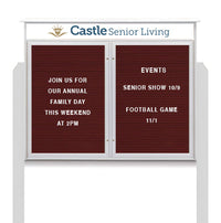 Two Door Freestanding 60x30 Weatherproof Enclosed Outdoor Message Center Letter Boards with Header