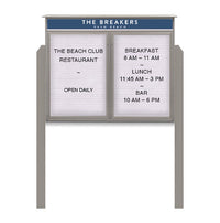 Two Door Freestanding 60x24 Weatherproof Enclosed Outdoor Message Center Letter Boards with Header