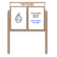 40" x 50" Standing Outdoor Message Center - Double Door Magnetic White Dry Erase Board with Header