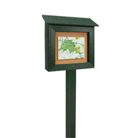 Eco-Design Outdoor "MINI" Message Center Bulletin Board 18" x 18" with One Post | Recycled, Faux Wood, Single Door - Left Hinged