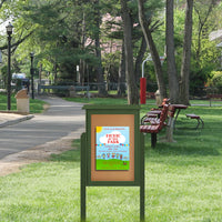 Eco-Design 24"x 36" Outdoor Message Center with Bulletin Board and Faux Wood Cabinet + Two Posts