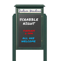 48" x 48" Outdoor Message Center - Magnetic Black Dry Erase Board with Header and Posts