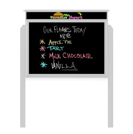 24" x 24"  Outdoor Message Center - Magnetic Black Dry Erase Board with Header and Posts