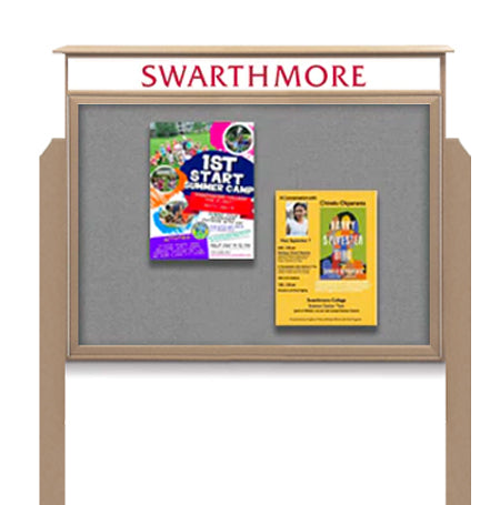 18" x 24" Viewable Area Outdoor Message Center Cork Board with Header | Single Door with Posts