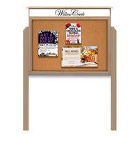 20x20 Outdoor Cork Board Message Center with Header and Posts - LEFT Hinged (Image Not to Scale)