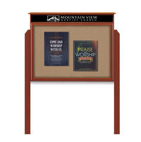 30x36 Outdoor Cork Board Message Center with Header and Posts - LEFT Hinged (Image Not to Scale)