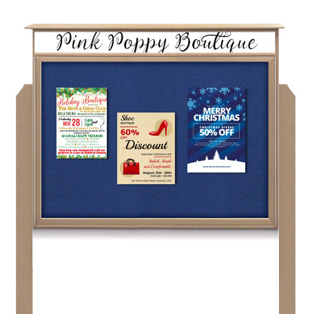 27x41 Outdoor Cork Board Message Center with Header and Posts - LEFT Hinged (Image Not to Scale)