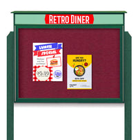 42x42 Outdoor Cork Board Message Center with Header and Posts - LEFT Hinged (Image Not to Scale)