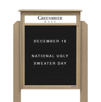 36" x 48" Standing Outdoor Message Center Letter Board with Header (Single Door)