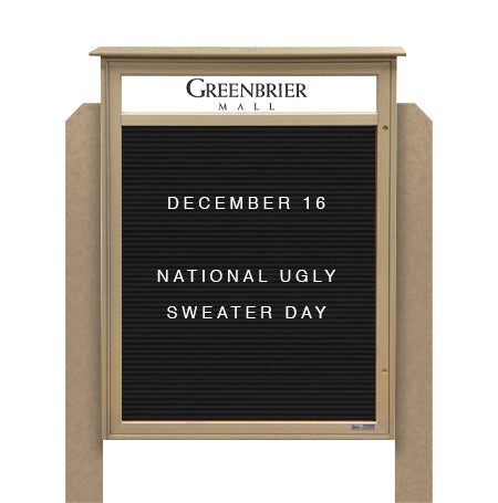 36" x 48" Standing Outdoor Message Center Letter Board with Header (Single Door)