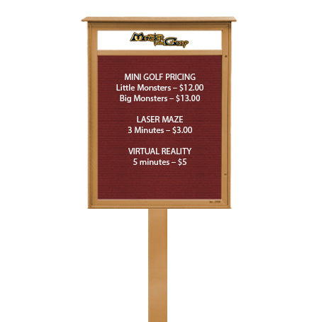 12x18 Standing Outdoor Message Center with Letter Board with Header