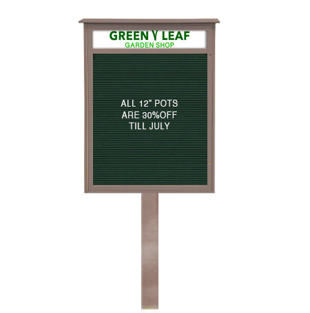 18x24 Standing Outdoor Message Center with Letter Board with Header