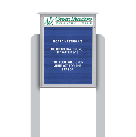 24x24 Standing Outdoor Message Center with Letter Board with Header